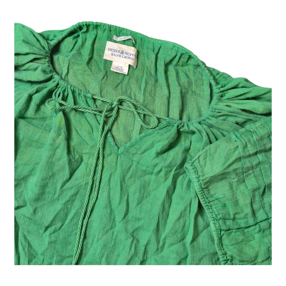 Denim & Supply Ralph Lauren RL BOHO Green 3/4 Sleeve Peasant Tunic Top Womens XL
